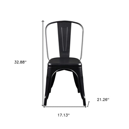 Set of Four Black Steel Dining Side Chairs HomeRoots