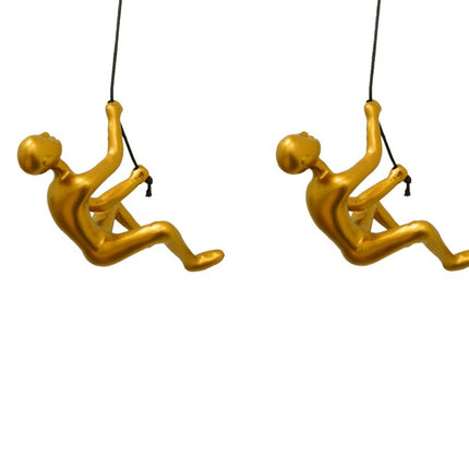 Set of Two Gold Resin Climbing Man Hanging Dimensional Sculpture HomeRoots