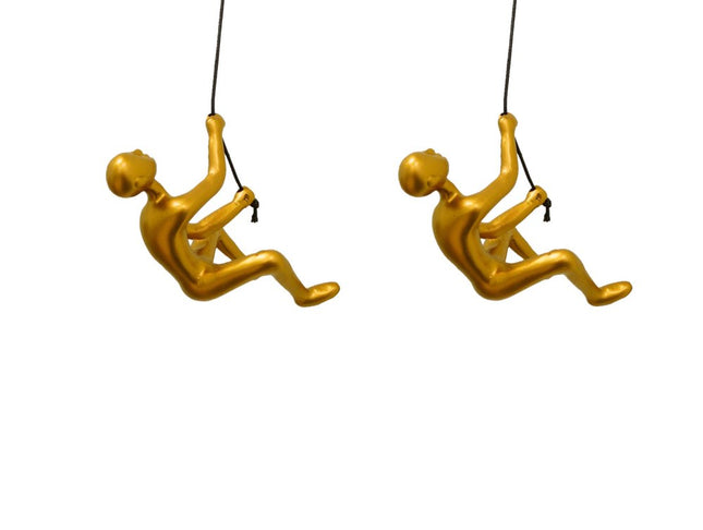 Set of Two Gold Resin Climbing Man Hanging Dimensional Sculpture HomeRoots