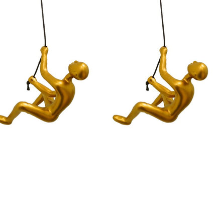 Set of Two Gold Resin Climbing Man Hanging Dimensional Sculpture HomeRoots