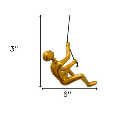Set of Two Gold Resin Climbing Man Hanging Dimensional Sculpture HomeRoots