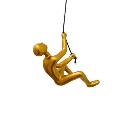 Set of Two Gold Resin Climbing Man Hanging Dimensional Sculpture HomeRoots