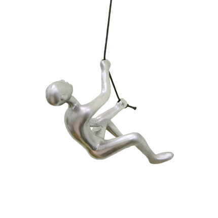 Set of Two Silver Resin Climbing Man Hanging Dimensional Sculpture HomeRoots
