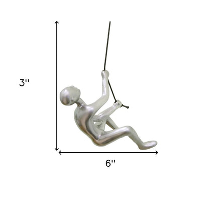 Set of Two Silver Resin Climbing Man Hanging Dimensional Sculpture HomeRoots