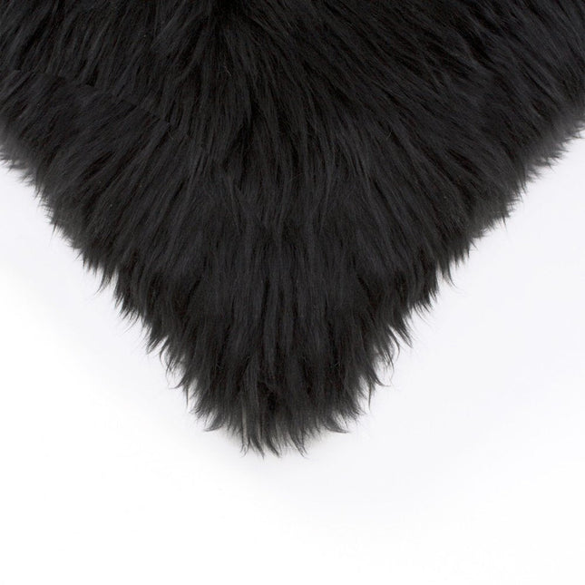 Set of Two 18" Black Sheepskin Throw Pillows HomeRoots