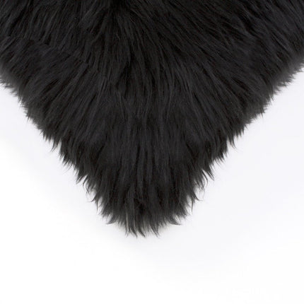 Set of Two 18" Black Sheepskin Throw Pillows HomeRoots