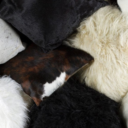 Set of Two 18" Black Sheepskin Throw Pillows HomeRoots