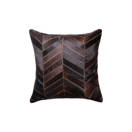 Set of Two 18" Chocolate Chevron Cowhide Throw Pillows HomeRoots