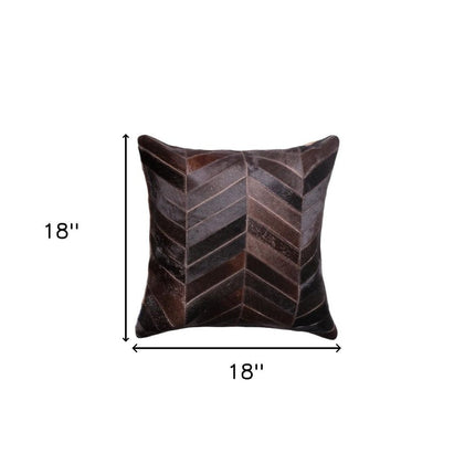 Set of Two 18" Chocolate Chevron Cowhide Throw Pillows HomeRoots
