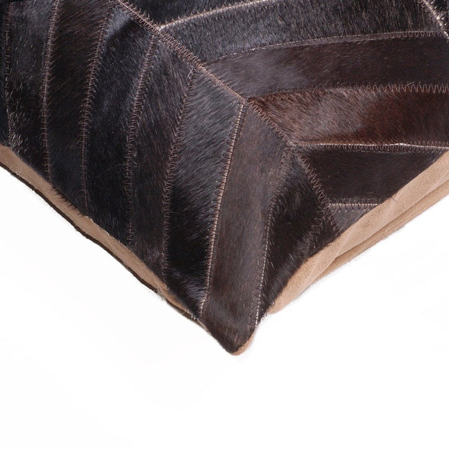 Set of Two 18" Chocolate Chevron Cowhide Throw Pillows HomeRoots