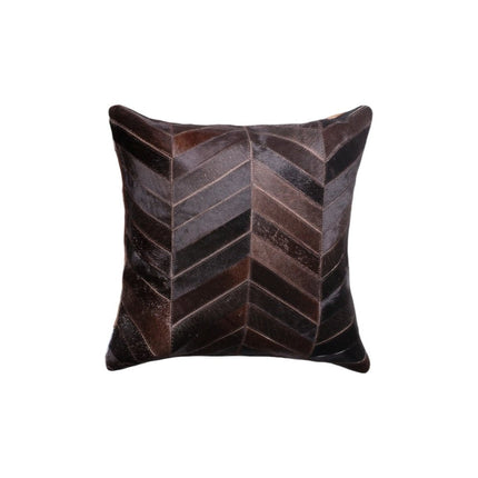 Set of Two 18" Chocolate Chevron Cowhide Throw Pillows HomeRoots