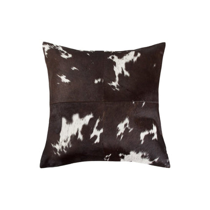 Set of Two 18" Chocolate and White Cowhide Cowhide Throw Pillows HomeRoots