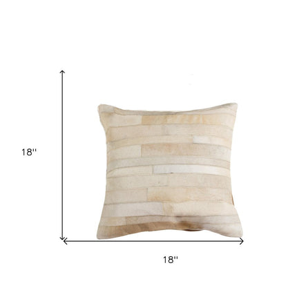Set of Two 18" Natural Patchwork Cowhide Throw Pillows HomeRoots