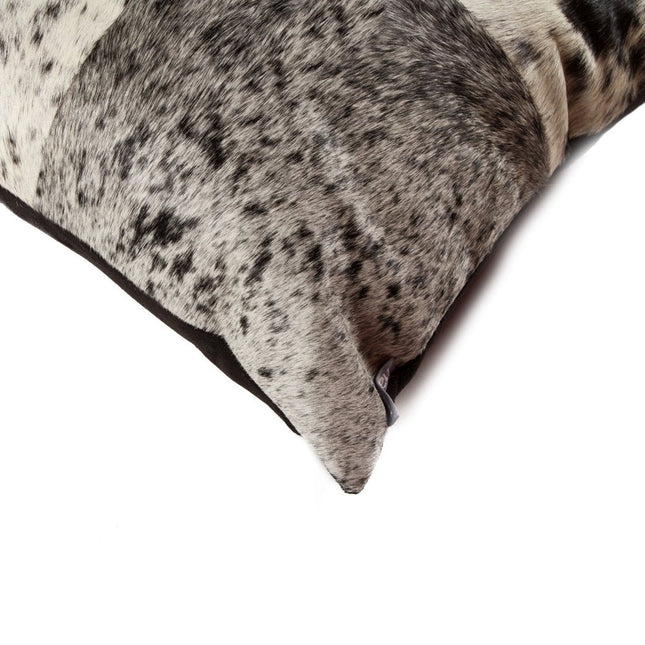 Set of Two 18" Black and White Cowhide Throw Pillows HomeRoots