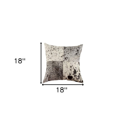 Set of Two 18" Black and White Cowhide Throw Pillows HomeRoots