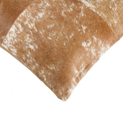 Set of Two 18" Brown and White Cowhide Cowhide Throw Pillows HomeRoots