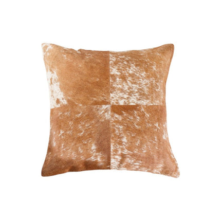 Set of Two 18" Brown and White Cowhide Cowhide Throw Pillows HomeRoots