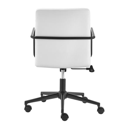 White and Black Steel and Faux Leather Adjustable Swivel Rolling Office Chair HomeRoots