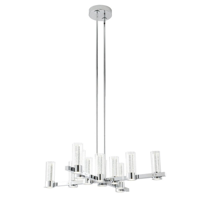 Silver And Clear Candle Style Twelve Light Transparent Metal LED Dimmable Chandelier With Clear Shades HomeRoots