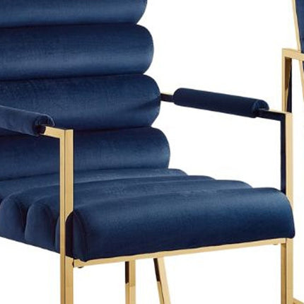 Set of Two Tufted Black And Silver Metallic Upholstered Velvet Dining Arm Chairs HomeRoots