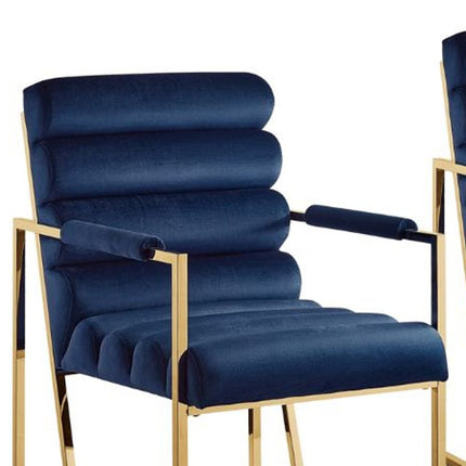 Set of Two Tufted Black And Silver Metallic Upholstered Velvet Dining Arm Chairs HomeRoots