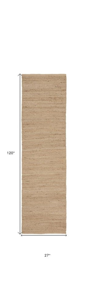 10' Natural Jute Flatweave Handmade Runner Rug HomeRoots