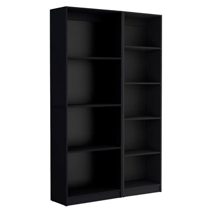 Set of Two Black Wood Multi Tier Bookcases HomeRoots