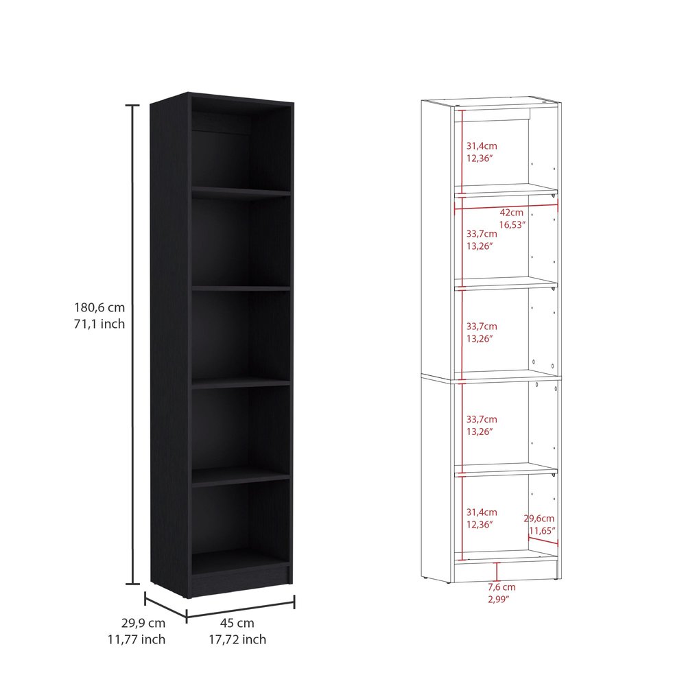 Set of Two Black Wood Multi Tier Bookcases