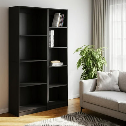 Set of Two Black Wood Multi Tier Bookcases HomeRoots