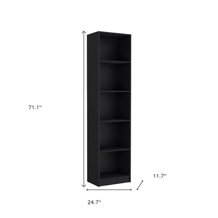 Set of Two Black Wood Multi Tier Bookcases HomeRoots
