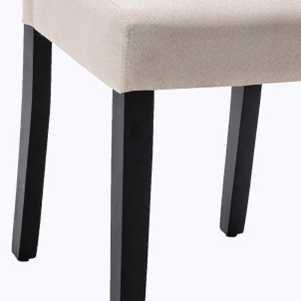 Set of Two Beige And Black Upholstered Polyester Dining Parsons Chairs HomeRoots