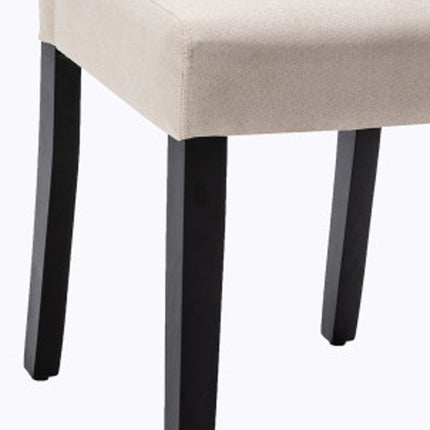 Set of Two Beige And Black Upholstered Polyester Dining Parsons Chairs HomeRoots