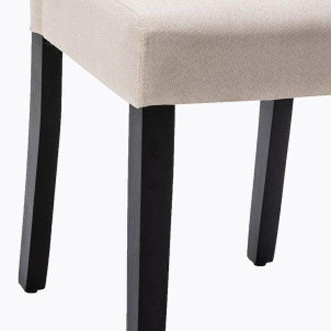 Set of Two Beige And Black Upholstered Polyester Dining Parsons Chairs HomeRoots