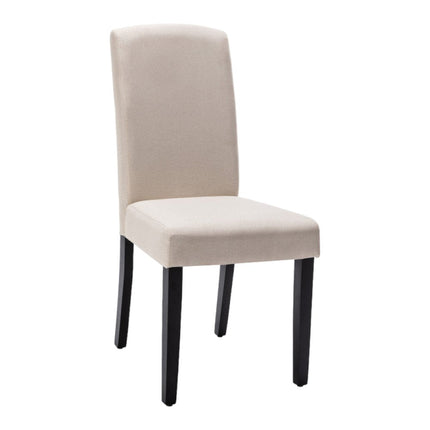 Set of Two Beige And Black Upholstered Polyester Dining Parsons Chairs HomeRoots