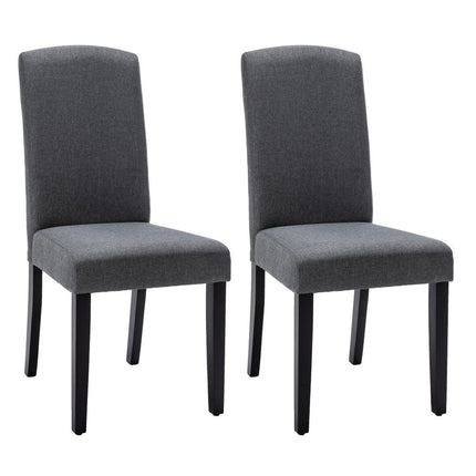 Set of Two Dark Gray And Black Upholstered Polyester Dining Parsons Chairs HomeRoots