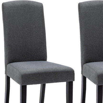 Set of Two Dark Gray And Black Upholstered Polyester Dining Parsons Chairs HomeRoots