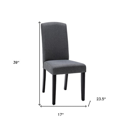 Set of Two Dark Gray And Black Upholstered Polyester Dining Parsons Chairs HomeRoots