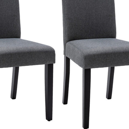 Set of Two Dark Gray And Black Upholstered Polyester Dining Parsons Chairs HomeRoots