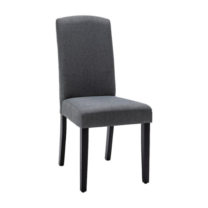 Set of Two Dark Gray And Black Upholstered Polyester Dining Parsons Chairs HomeRoots