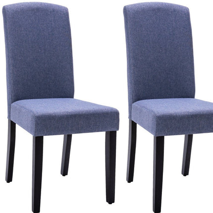 Set of Two Navy Blue And Black Upholstered Polyester Dining Parsons Chairs HomeRoots
