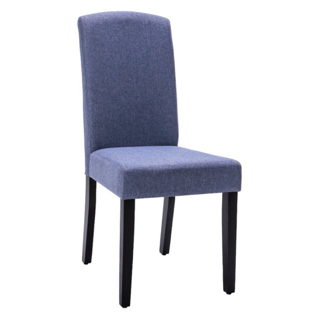 Set of Two Navy Blue And Black Upholstered Polyester Dining Parsons Chairs HomeRoots