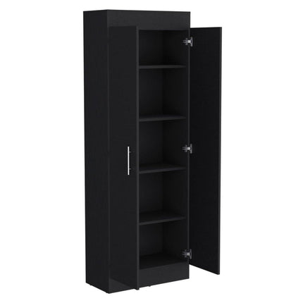 67" Black Wood Pantry Or Storage Closet HomeRoots