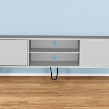 71" White Cabinet Open And Enclosed Storage TV Stand HomeRoots