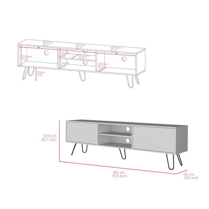 71" White Cabinet Open And Enclosed Storage TV Stand HomeRoots