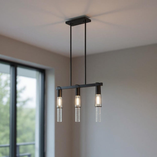 Black And Clear Three Light Metal Dimmable Smart Enabled Chandelier With Clear Shades HomeRoots