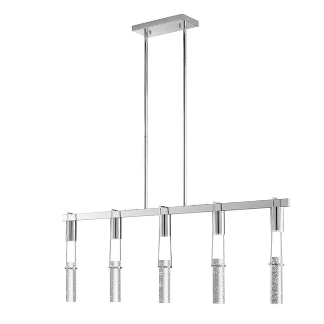 Silver And Clear Five Light Metal Dimmable Smart Enabled Chandelier With Clear Shades HomeRoots