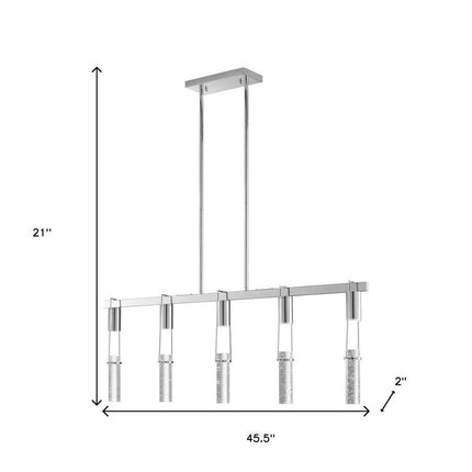 Silver And Clear Five Light Metal Dimmable Smart Enabled Chandelier With Clear Shades HomeRoots