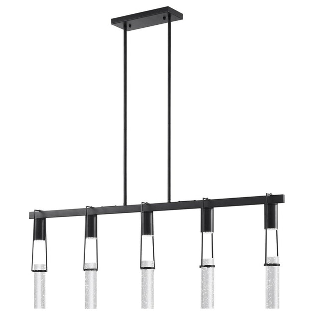 Black And Clear Five Light Metal Dimmable Smart Enabled Chandelier With Clear Shades HomeRoots