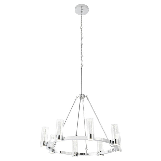 Silver And Clear Candle Style Eight Light Metal Dimmable Smart Enabled Chandelier With Clear Shades HomeRoots