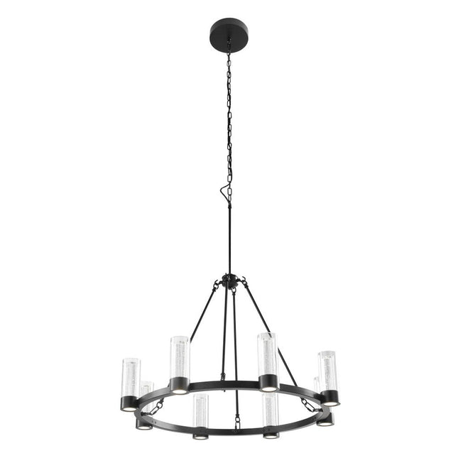 Black And Clear Candle Style Eight Light Metal Dimmable Smart Enabled Chandelier With Clear Shades HomeRoots
